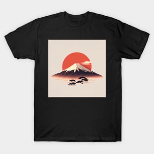 Mount Fuji Illustration Minimalist Design T-Shirt